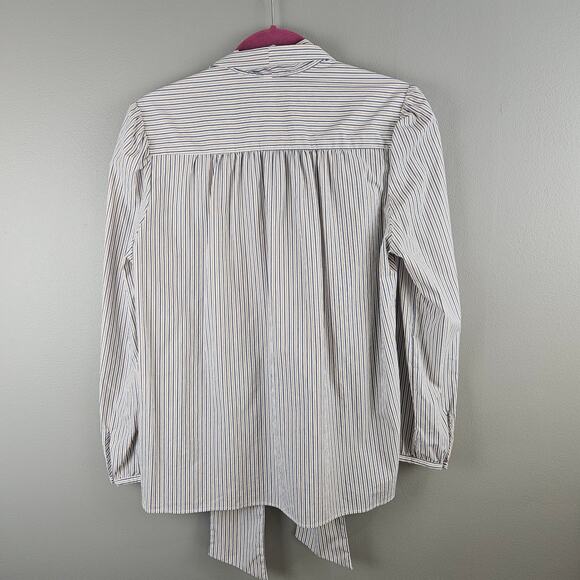 Amy Kuschel Striped Silk Pussybow Blouse Parisian Chic Preppy Academia Sz Medium - Picture 2 of 8